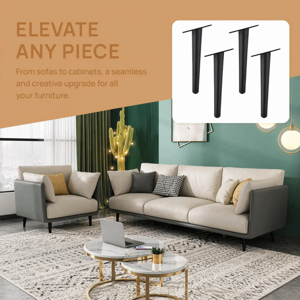 4pcs Modern Slant Tapered Furniture Legs 12 Inch Matte Black Table Legs Cabinet Legs Table