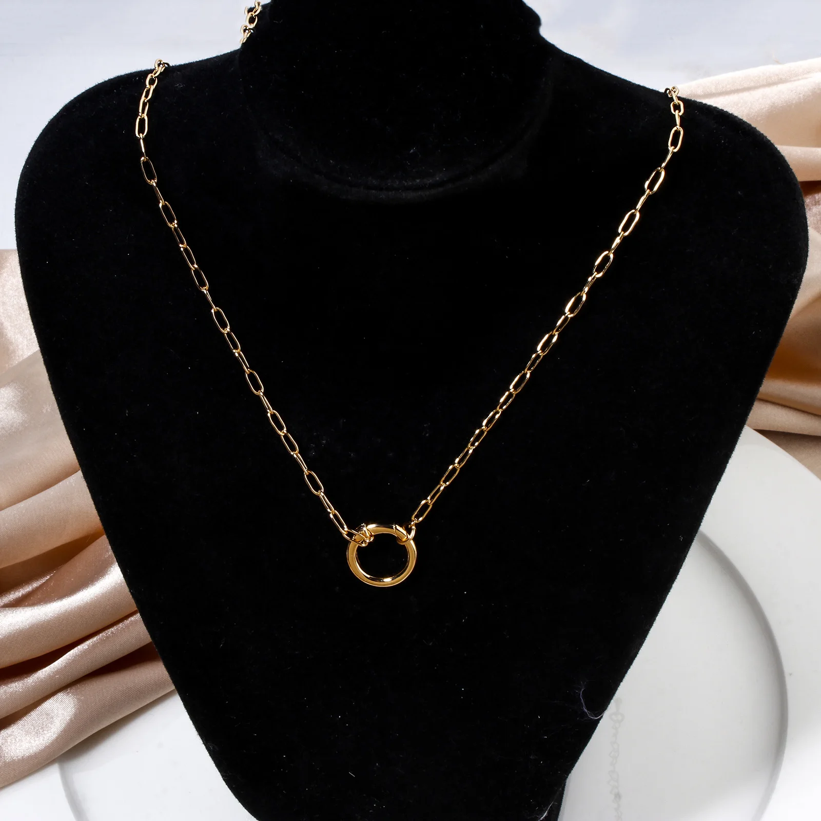 Fashion Brass Necklace For DIY Jewelry Making Gold Plated With Spring Ring Clasp Necklace Gift, 1PC