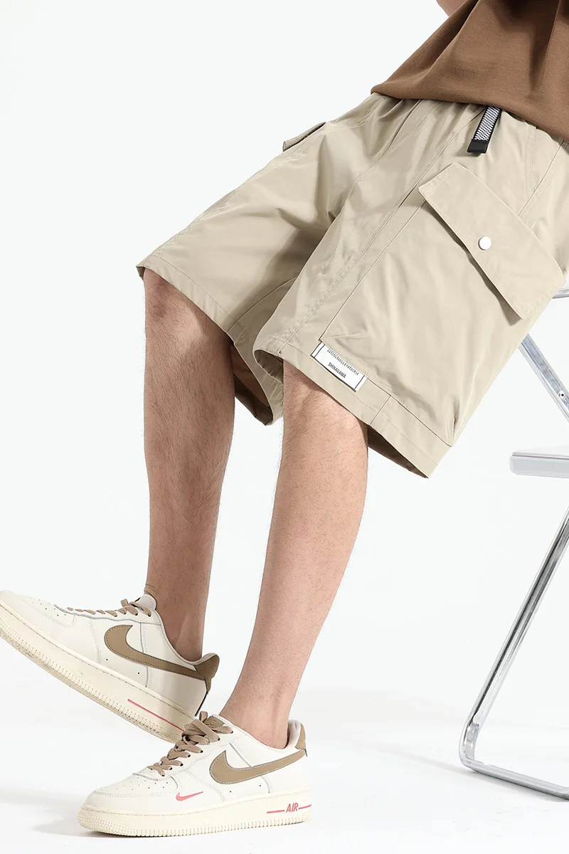 Novedad de verano, pantalones cortos de trabajo sueltos informales para hombre, diseño de bolsillo grande tridimensional de doble cara de estilo americano, duraderos y li