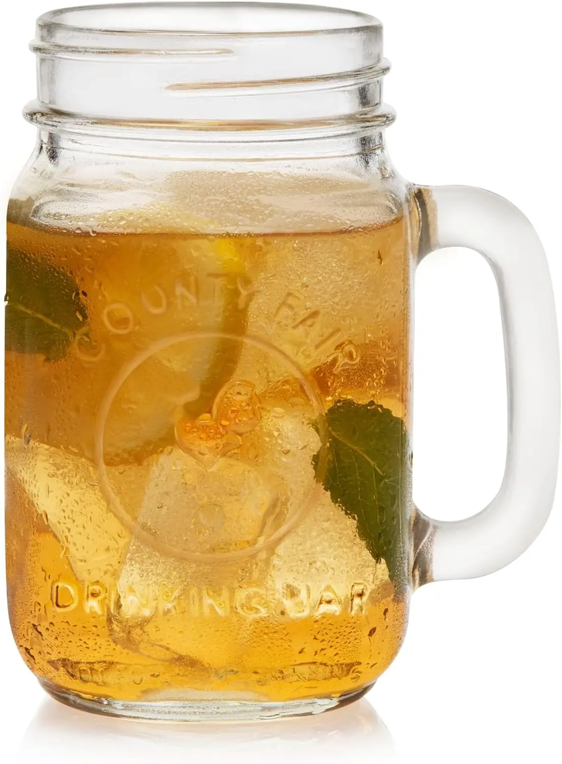 

Vintage Glass Drinking Jars, 16.5 oz Set of 12, Mason Jar Mugs with Handles for Drinks and Decor