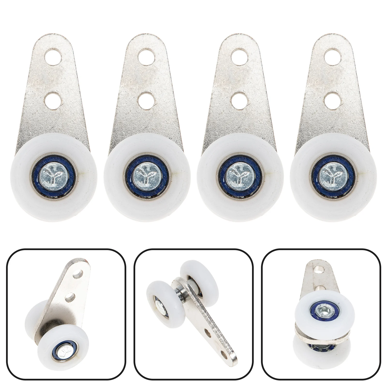 

4 Pcs Wardrobe Door Pulley Durable Smooth Mute Curtain Hanging Wheels Nylon Sliding Rollers Replace Old Broken Bearings