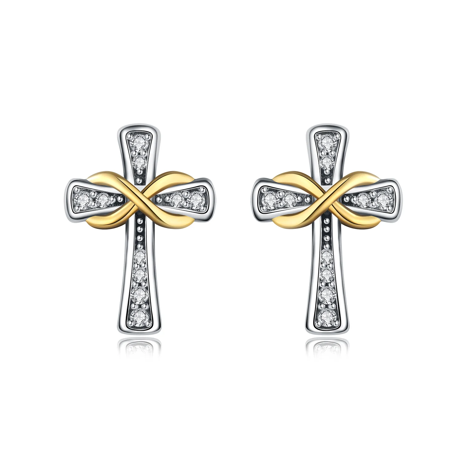 New Fashion Earrings 925 Sterling Silver Cross Yellow Unlimited Earrings Women's Jewelry Daily Necessities Couple Accessories