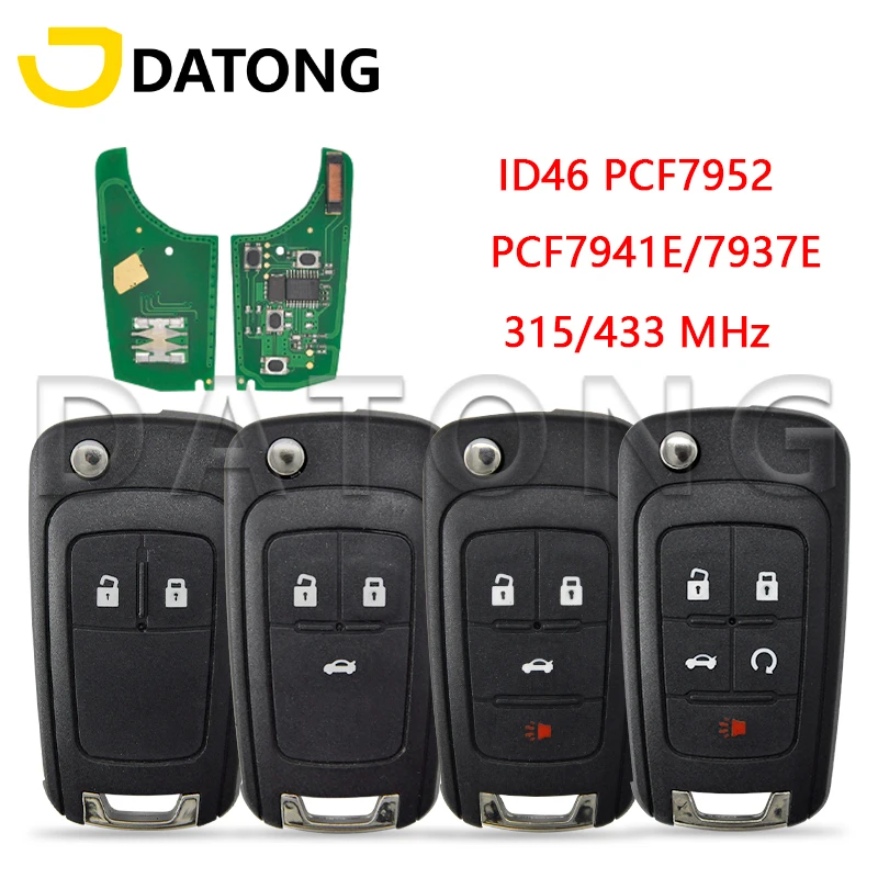 Datong – clé télécommande intelligente de voiture, 315/433 MHz, transpondeur ID46, Flip, pour Chevrolet Cruze Sail, orango Malibu, Aveo Spark