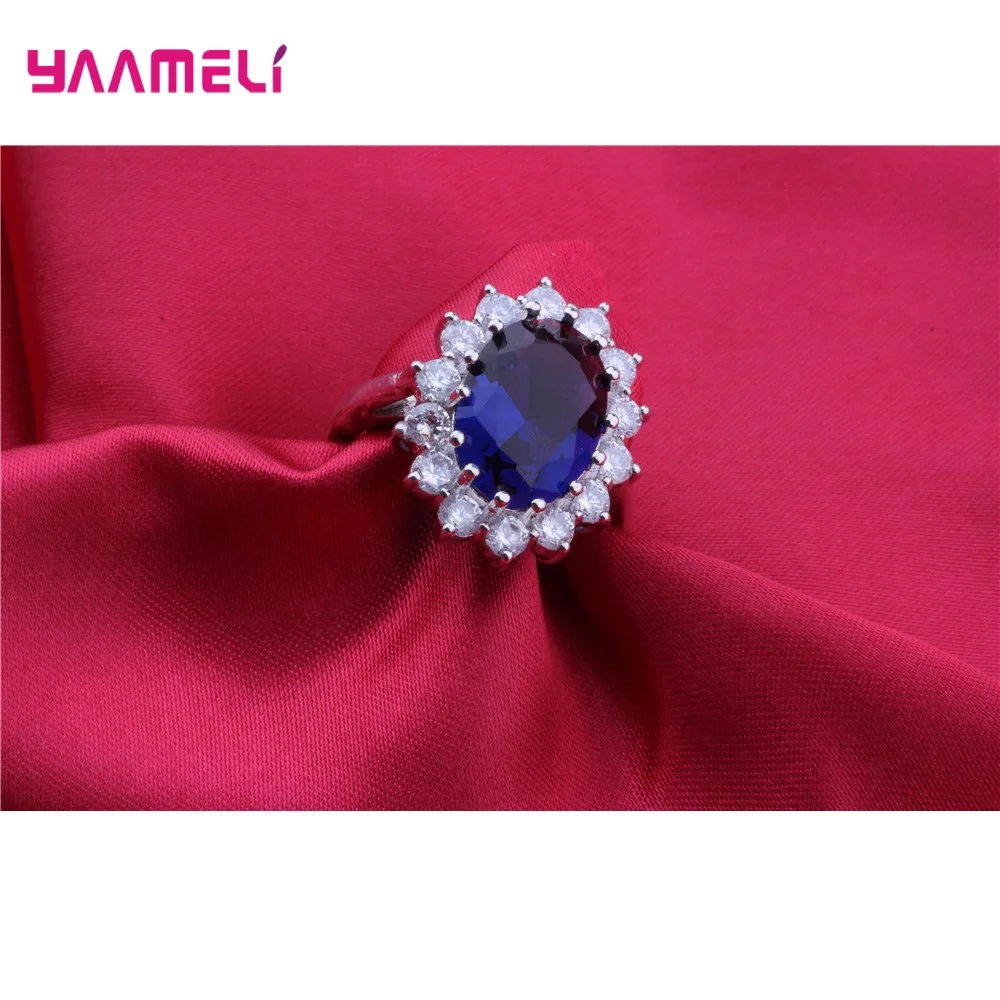 Anillo de plata de ley 100% 925 auténtica para mujer, joyería de compromiso de boda, diseño de flor ovalada clásica, cristal de circonita cúbica