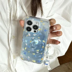 Whirlpool Fish Phone Case For iPhone 16 Pro 14 13 15 Pro Max Back Cover with Pendant Silicone Shockproof Cases 15Pro Kawaii Capa