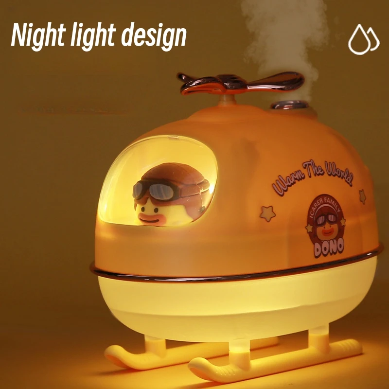 Cartoon Helicopter Air Humidifier 300ML Humidificador USB Desktop Indoor Household Mute Air Atomized Humidifier with Night Light