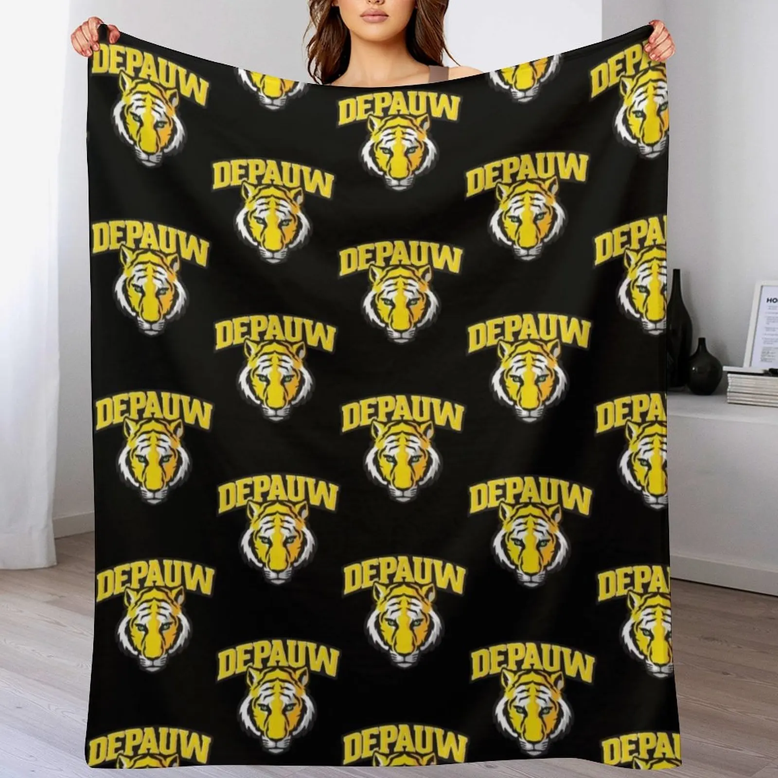 

Depauw University Tigers Throw Blanket Soft Plush Blanket as Housewarming Gift
