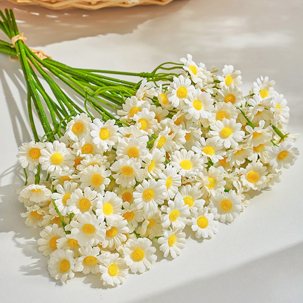 120 hoofden kunstmatige madeliefjebloemen kleine madeliefje nep bloemboeket voor Valentijnsdag bruiloft tafeldecoratie DIY Home Decor
