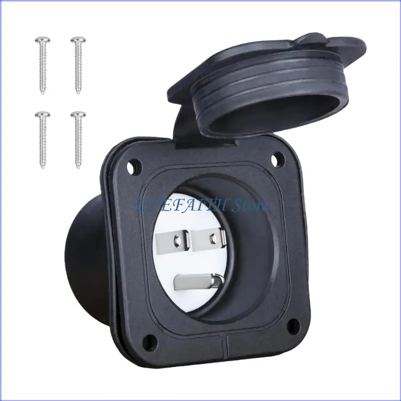 124B Recessed Campers Outlet Waterproof Explosions Proof Electrical Socket 15A 125V for Campers Nylon Construction