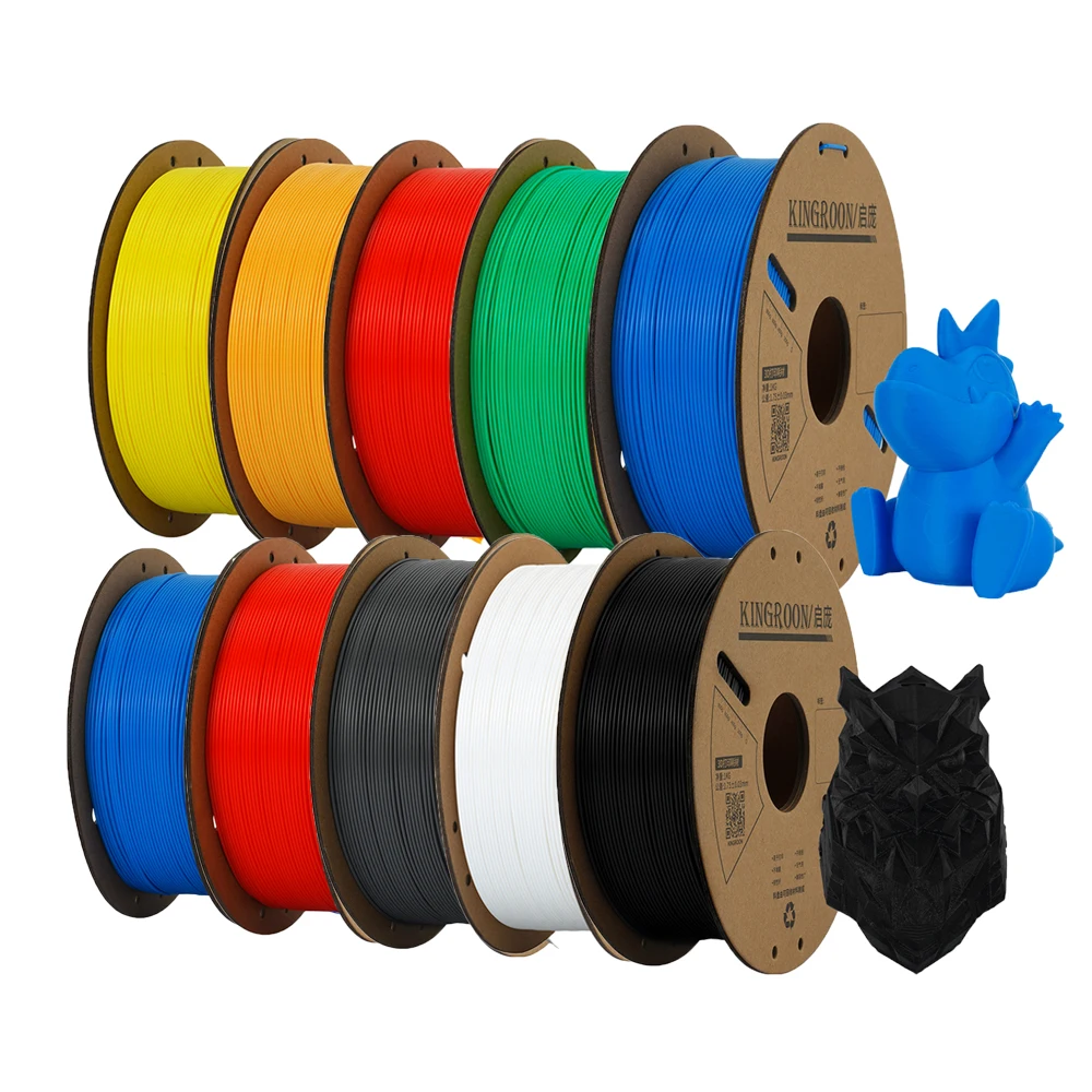 Kingroon pla filamento 1.75mm filamento de impressora 3d 5/10 rolos material plástico de impressão 3d 100% sem bolha para impressora 3d fdm mix