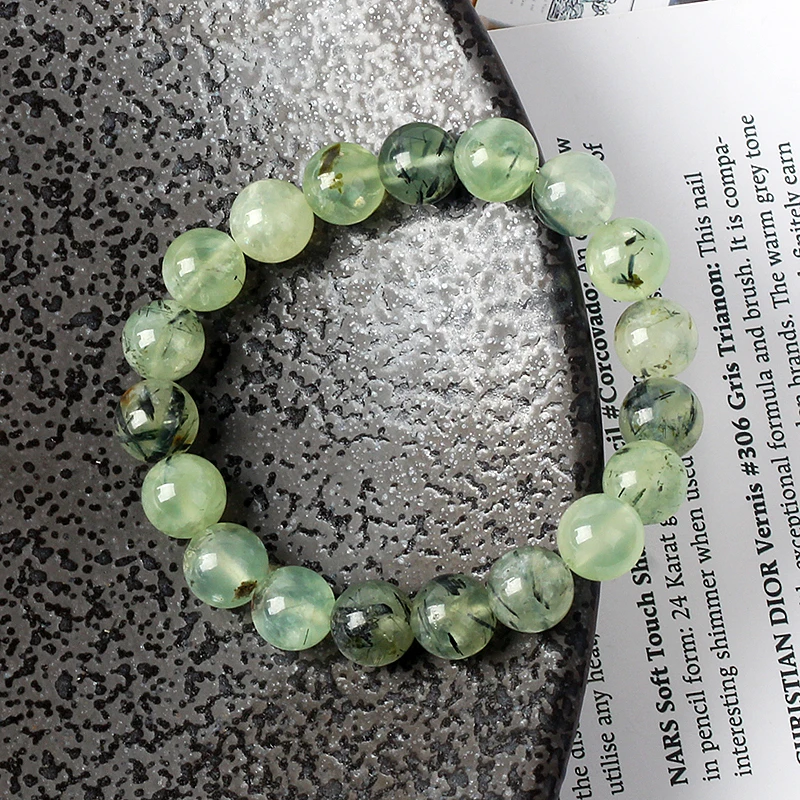 5A Prehnite Beads Bracelets for Women Natural Stone Cape of Good Hope Grape Ore Bracelets Energy Quartz Crystal Couple Jewelry