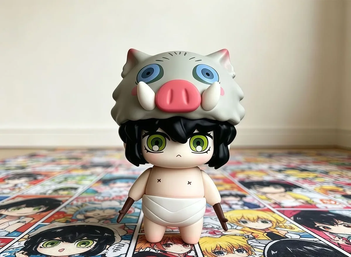 Heiße Anime Demon Slayer Hashibira Inosuke GK Figur aus Kunstharz, Q-Version Modell, niedliche Desktop-Dekoration, Sammlerstück, Spielzeug, Geschenk für Jungen – Detail 3