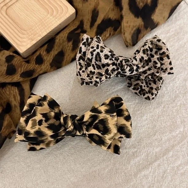 Leopard Print Bow Hair Claw Clip for Women Sleek High Bun Secure Ponytail Work Ready