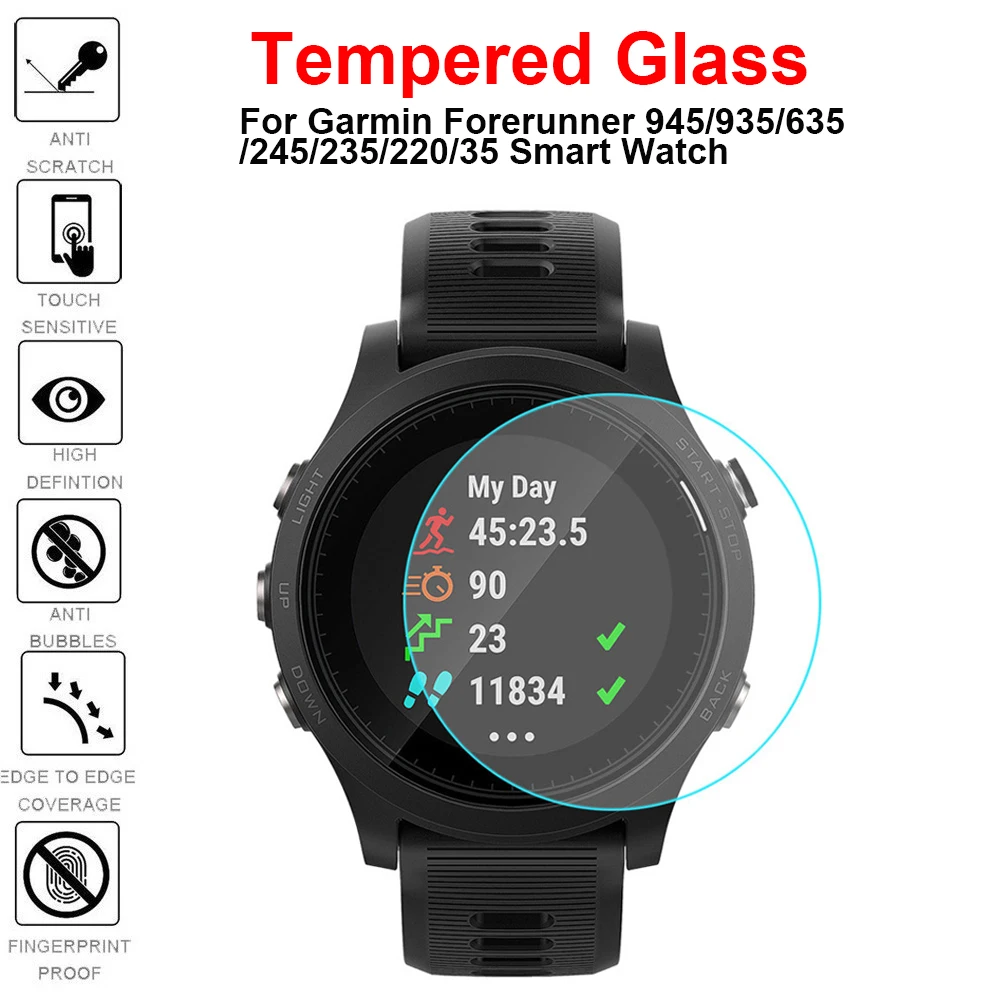 3pcs Tempered Glass for Garmin Forerunner 945 935 635 245 235 220 35 Sport SmartWatch Screen Protecto HD Premium Protective Film