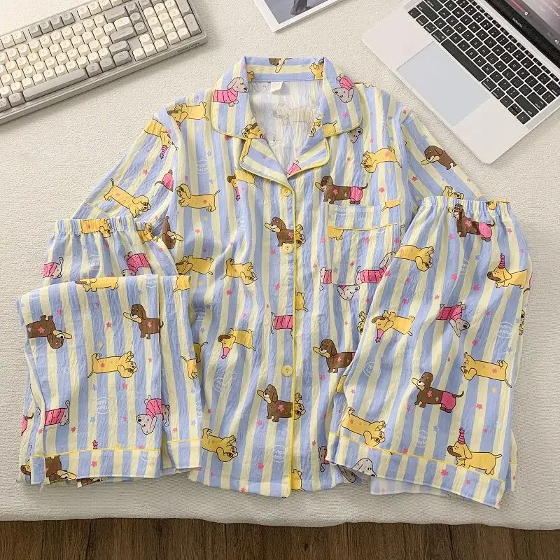 

Star Striped Dog Print Cartoon Women's Pajamas Y2K Casual Fashion Plus Size Pajamas Set New Harajuku Style Kawaii New Loungewear