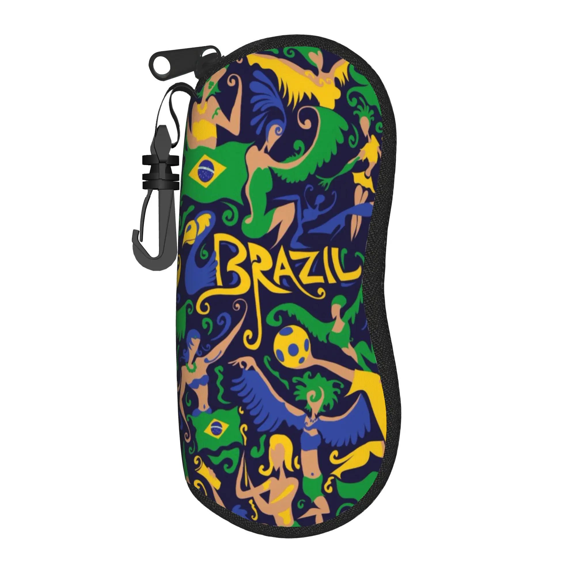 brasil flag Glasses Case Men Women Portable Zipper  Sunglasses Box Office Eye Contacts Case