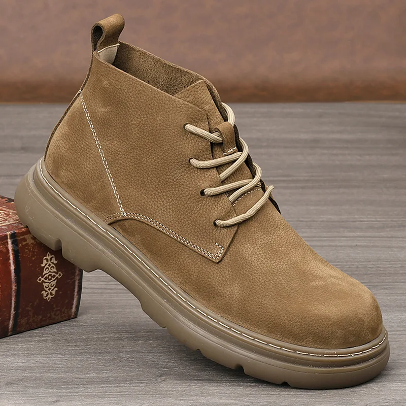 Short boots men's 2026 Spring and Autumn new style mid top British style low top leather shoes men's short boots