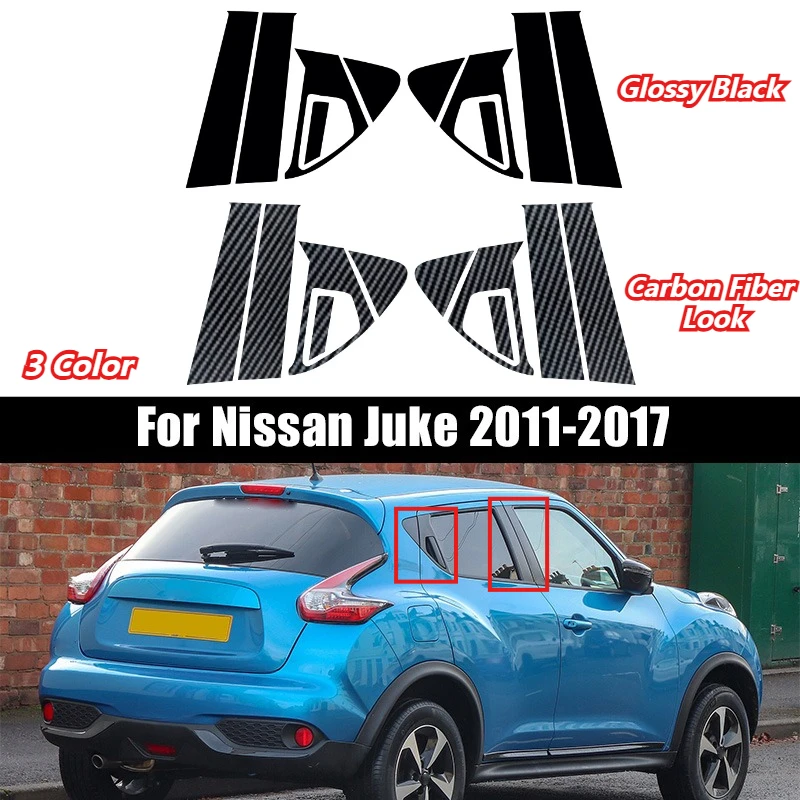 

4Pcs Car Door Window Pillar Posts Molding Cover Trim Kit Stickers Decorative Decal For Nissan Juke 2011-2013 2014 2015 2016 2017