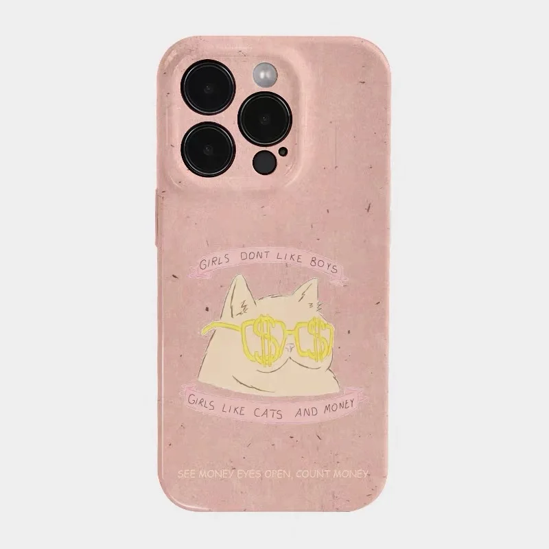 

Ins Korean Pink Cute Cat Case for IPHONE 17 16ProMax 15 14 13 12 11 PRO Plus Acrylic TPU Two in One Magnetic Phone Cases