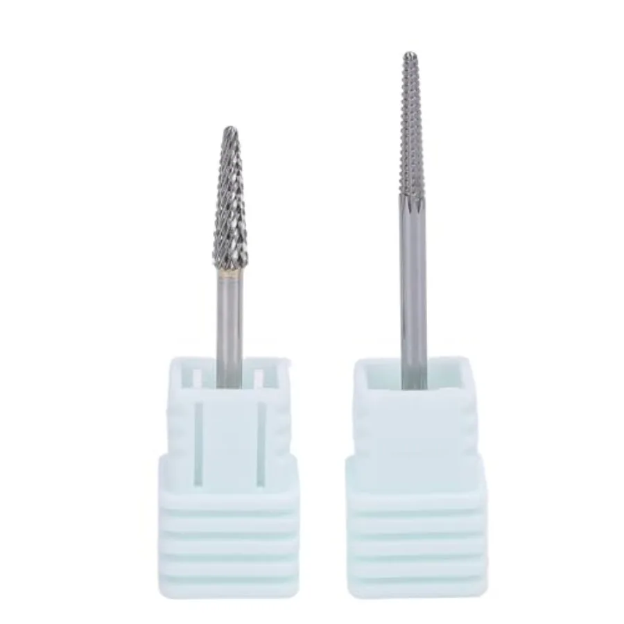 

Tungsten Steel Nail Drill Bits, 2 Pcs Nail Art Tools Safety Nail Cuticle Cleaner Bits for Manicure Machine