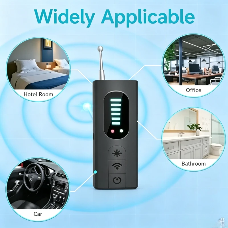 Hidden Camera Detector Anti-Spy Car GPS Tracker Listening Device Bug RF Wireless All Signal Scanner Gadget Security Protection