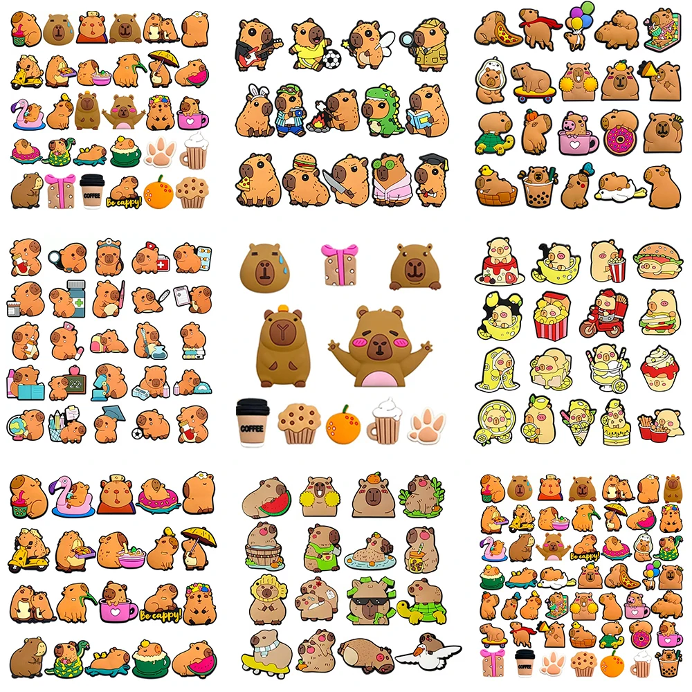 10-50Pcs Cartoon Cute Capybara Shoe Charms PVC Clogs Sandals Decoration Shoes Accessories Buckle For Wristband Friend Party Gift