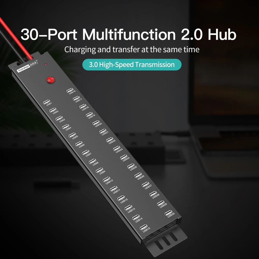 A-812 Sipolar 30 Port Usb 2.0 Hub 300W Power Charging Station Adapter  2.4A Phone Charging Station