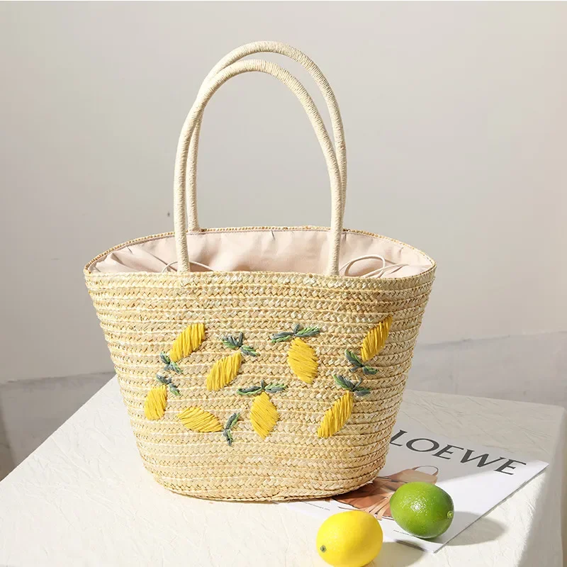 Handmade Straw women Handbags Summer Tote Large capacity Embroidery Vacation Beach bag Female Shoulder Bag bolsa feminina