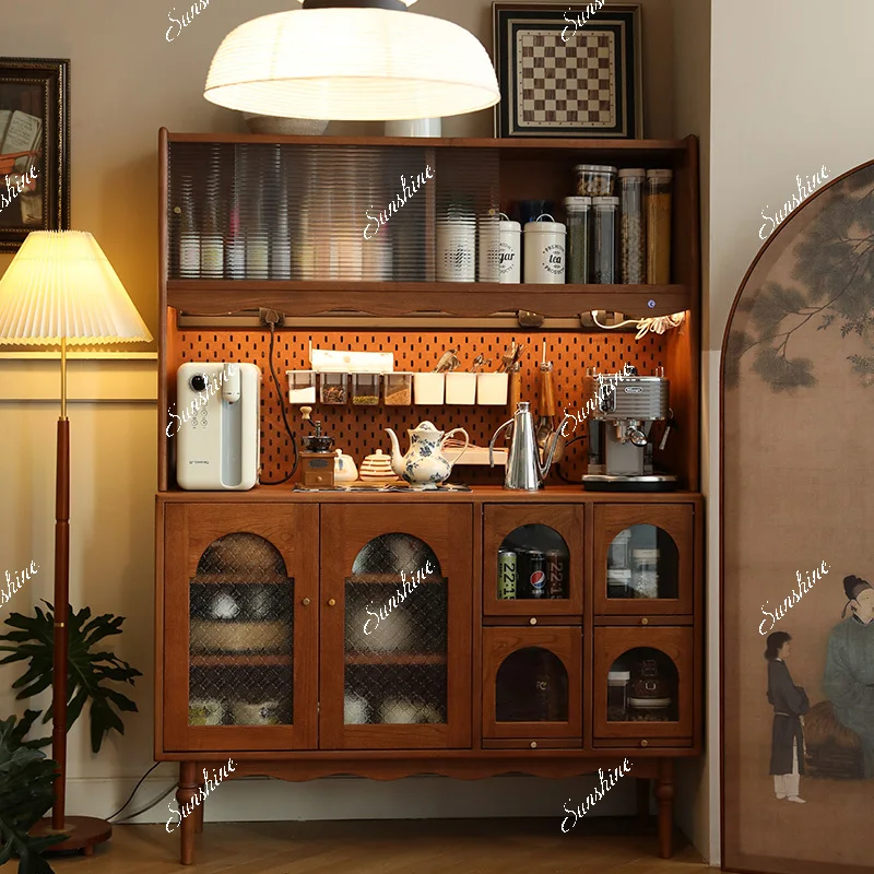 French caramel restaurant storage cabinet, antique solid wood side cabinet