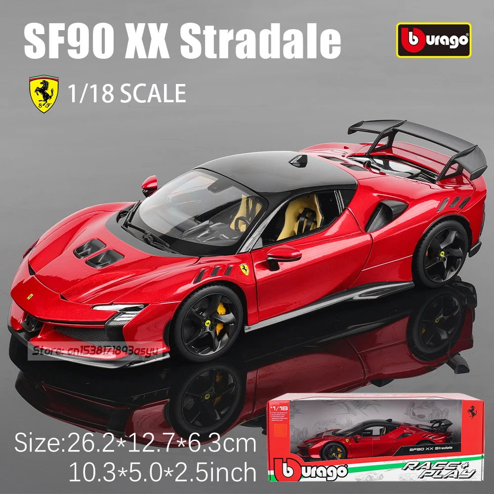 Bburago 1:18 Ferrari SF90 XX Stradale Red/White die-casting simulation alloy car model handicraft decoration collection toy