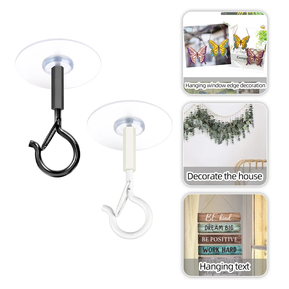 4pcs Adhesive Hooks Ceiling Strong Bearing Sticky Rack Kitchen Wall Key Hangers for Hanging Plant Wind Chimes Lights