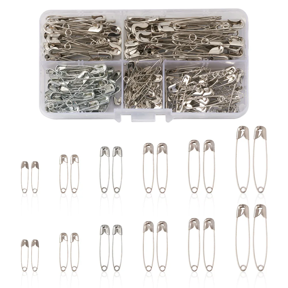 

220Pcs 6 Style Iron Safety Pins Platinum Color for DIY Jewelry Making Necklace Earrings Crafts Brooch Accessories 22mm-56mm