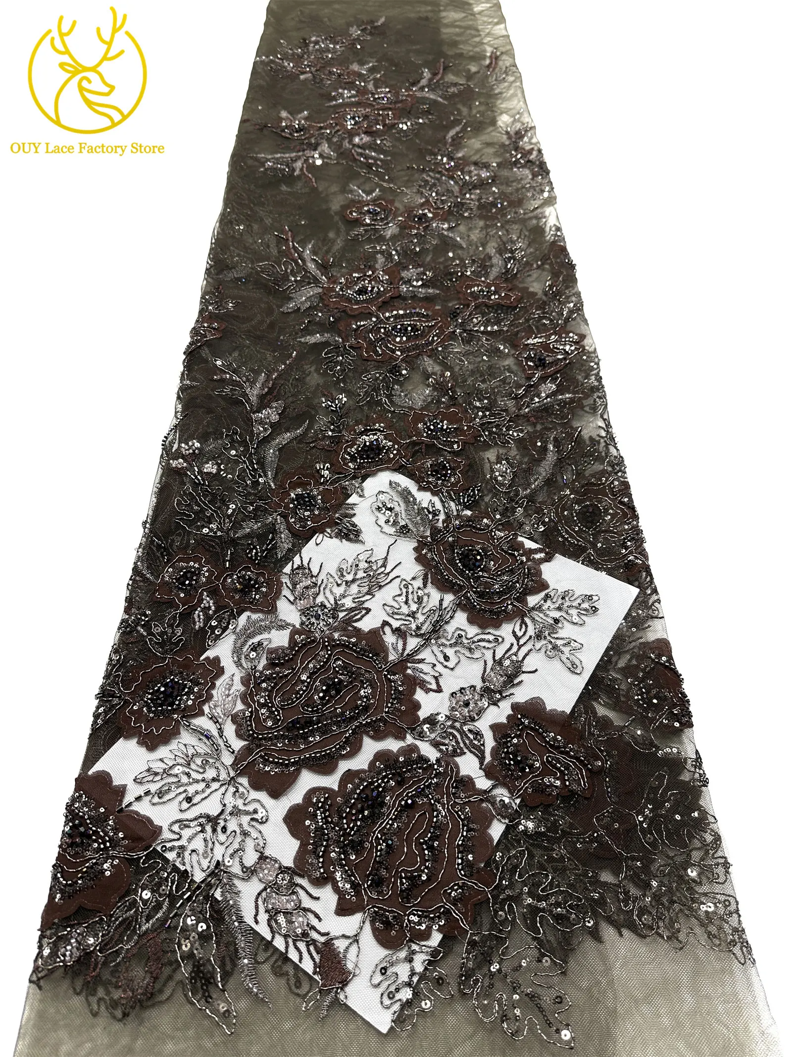 Modische Elegante Französische Brautkleid-Spitze mit Stickerei und Perlen 2026 Hochwertige Nigerianische Afrikanische Pailletten-Spitze für Hochzeitskleider – Detail 29