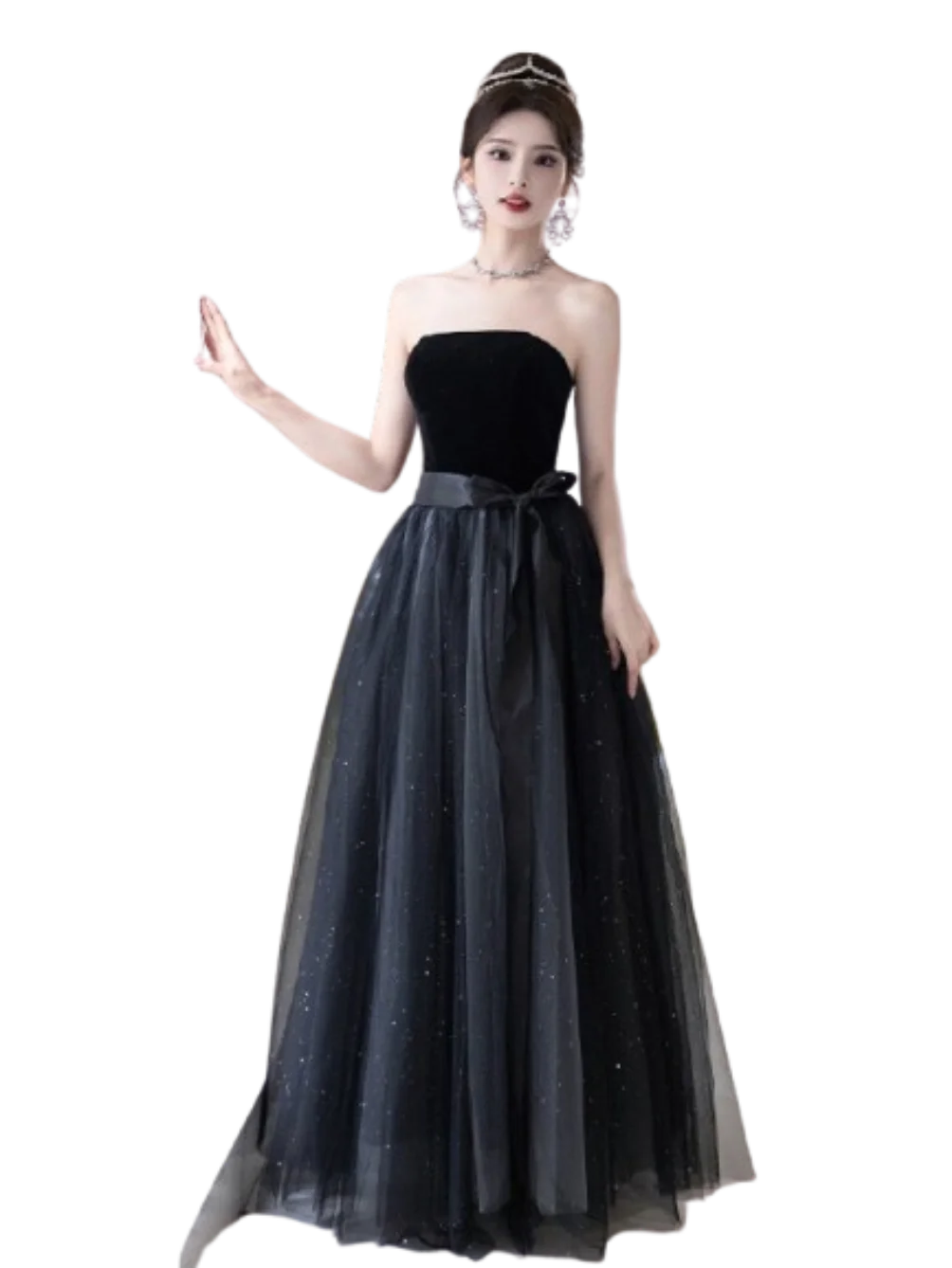 

Youth Graduation Evening Dress Women's Senior Sense Banquet Temperament Beautiful Annual Meeting Host Art Test Black Long Style