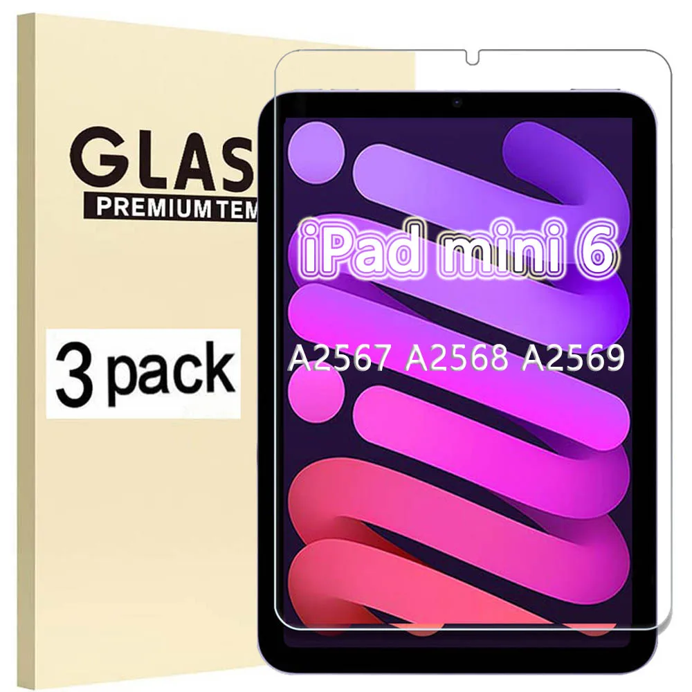 

(3 PCS）Tempered Glass For Apple iPad Mini 6 8.3 2021 6th Genaration A2567 A2568 A2569 Anti-Scratch Tablet Screen Protector Film