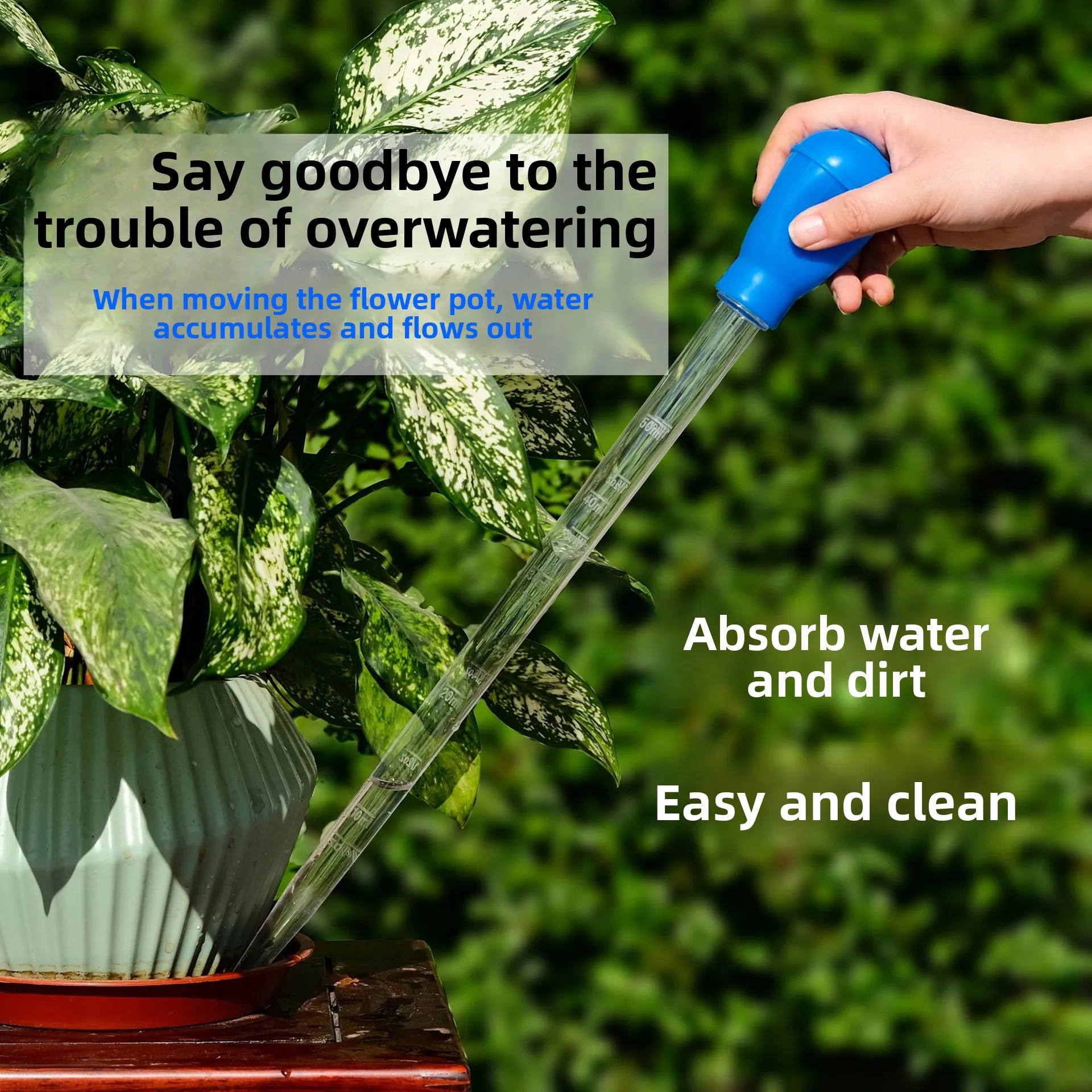 Flowerpot tray water absorber, aquarium fish tank straw, water change dropper, anti-waterlogging gardening tool