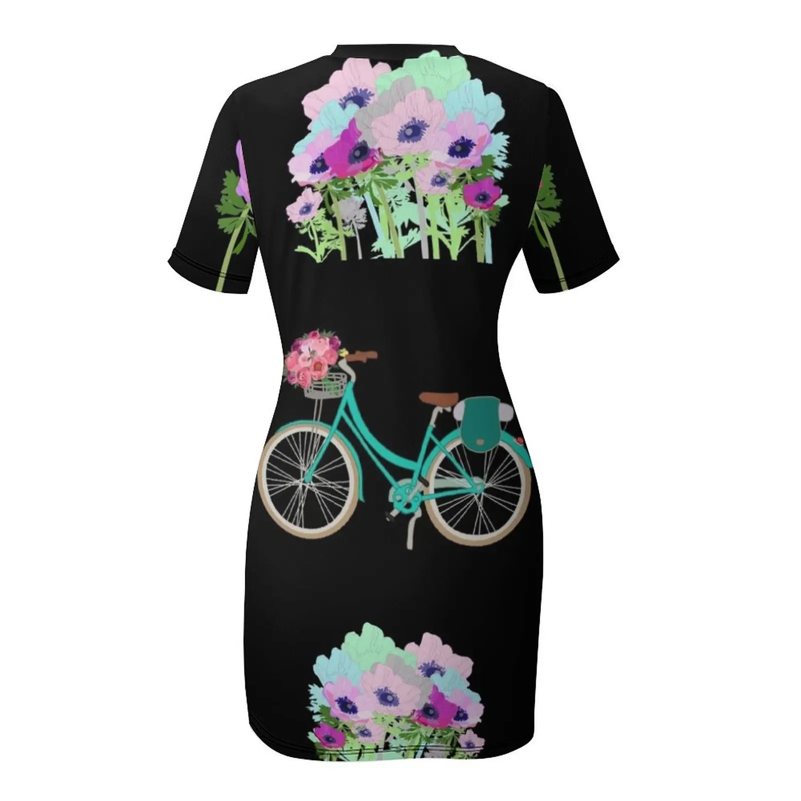 Frühlingsblumen und Fahrrad-Kurzarmkleid, elegantes Gasthochzeitskleid, Abschlussballkleidung, sinnliches sexy Kleid für Frauen