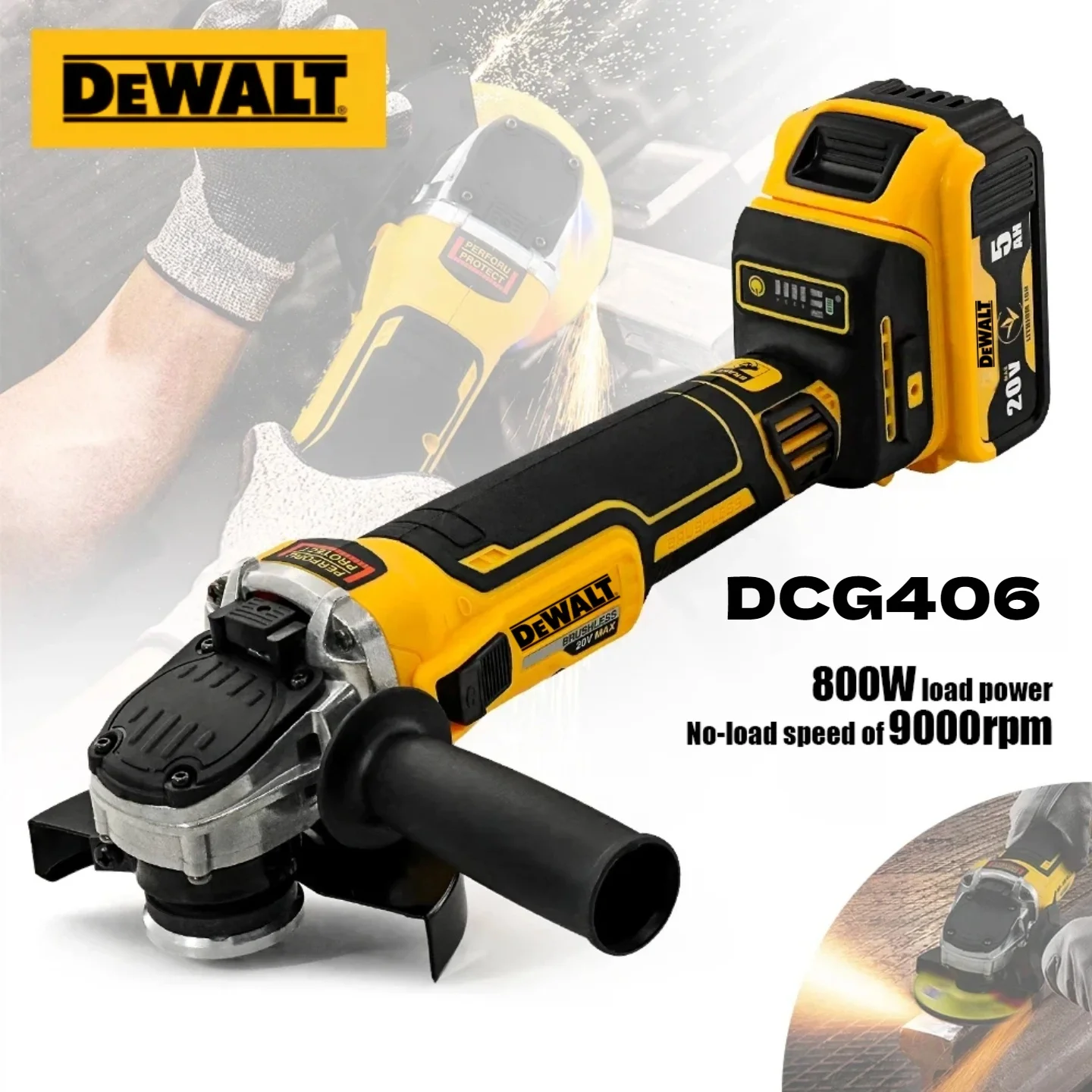 Dewalt DCG406 20V (125mm, M14) - Rettificatrice angolare wireless ad alte prestazioni senza spazzole - Eccezionale taglio e lucidatura