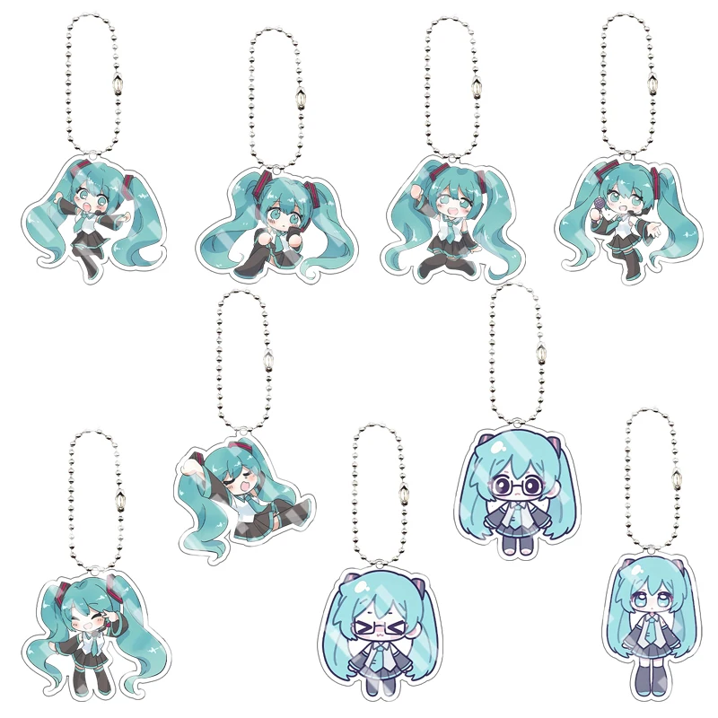 

Cartoon Cute Hatsune Miku Anime 5cm Various Expression Acrylic Keychain Phone Chain Q Version Bag Pendant Accessories Gifts Toys