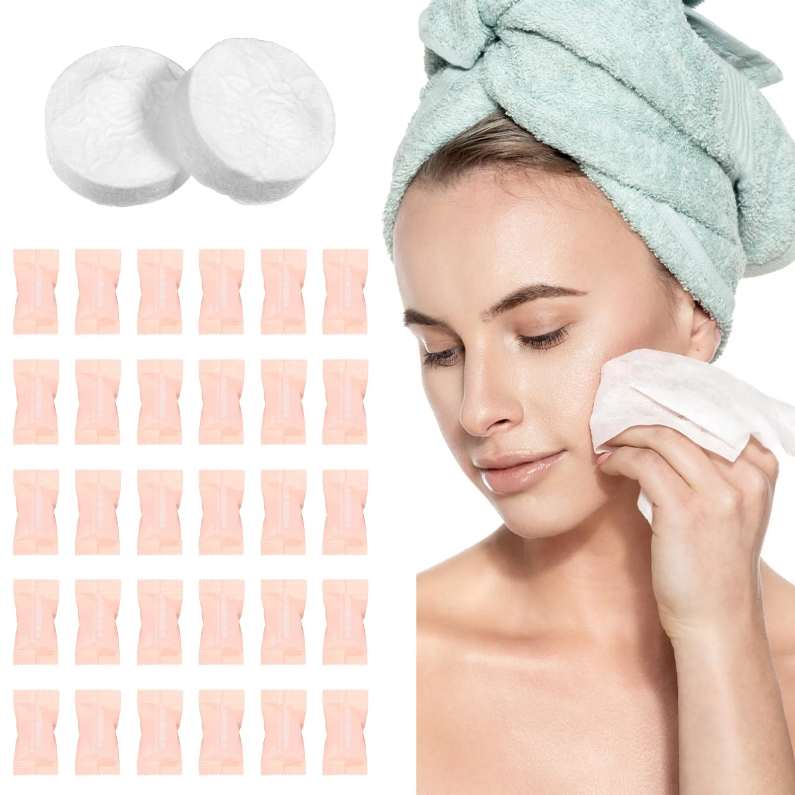 100Pcs Compressed Towels for Travel Disposable Face Towels Cotton Facial Cleansing Paper Portable Compact Towel Tablets Camping