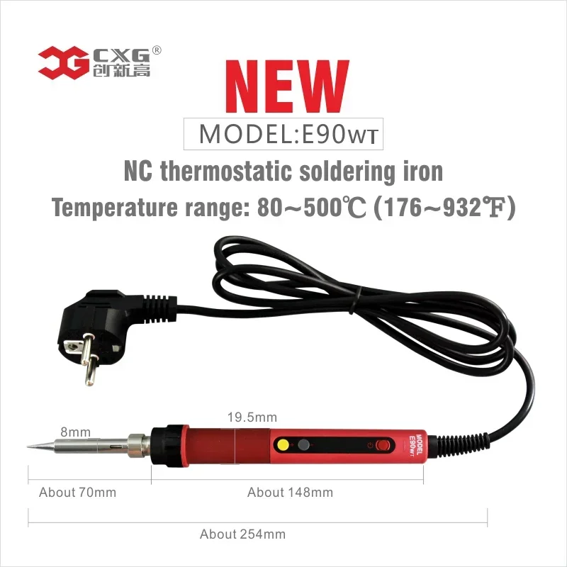 NEW 110V/220V EU/US ROHS CXG E60WT/90WT/110QT LCD Temperature Digital LED Adjustable Electric Soldering Iron+TIPS+COVER