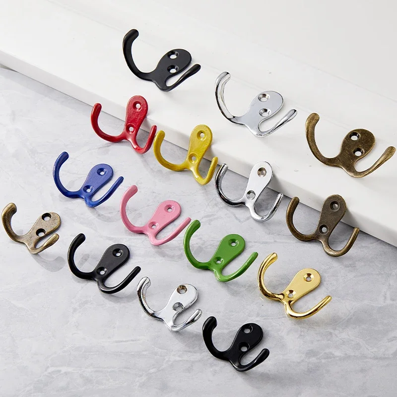 5PCS Ox Horn Creative Design Zinc Alloy Wall Mount Hook Dual Hanger Wardrobe Clothes Coat Bag Hat Hanging Bathroom Kitchen Racks