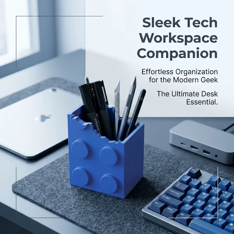 3D Printed Pen Holder, Desktop Stationery Storage Box, Organizer for Pens Pencils Scissors Rulers Makeup Brushes, Office Dorm De