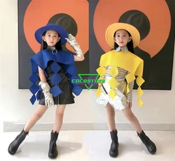Girls Hip Hop Street Dance Party Dress For Kids Girl Kpop Outfit Yellow Jazz Dance Performance Suit Stage Show Dancewear