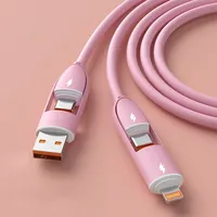 4 in 1 Silica gel MFi Certified USB cable Type C Usb Micro For Iphone Samsung Huawei Xiaomi Multi Port Multiple Charging Wire