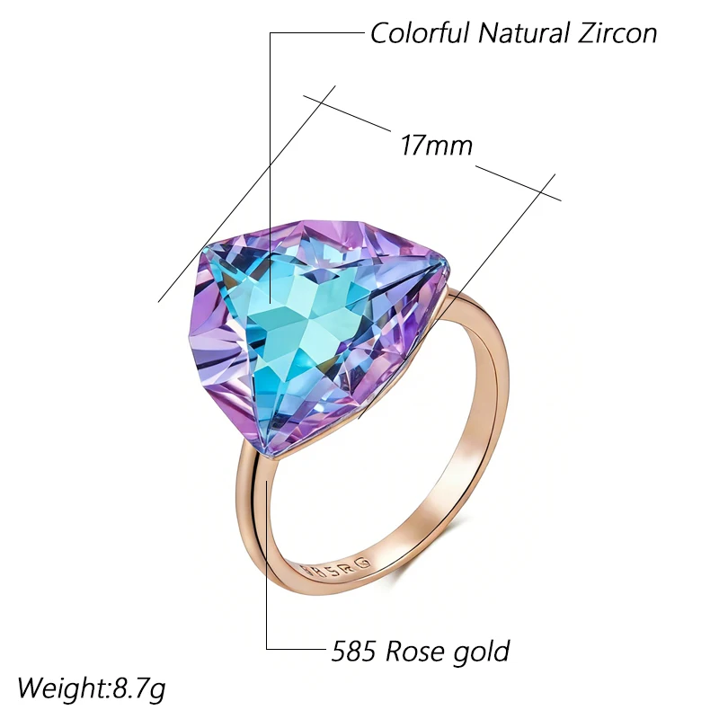 Triangle Colorful Zircon Ring - Image 2