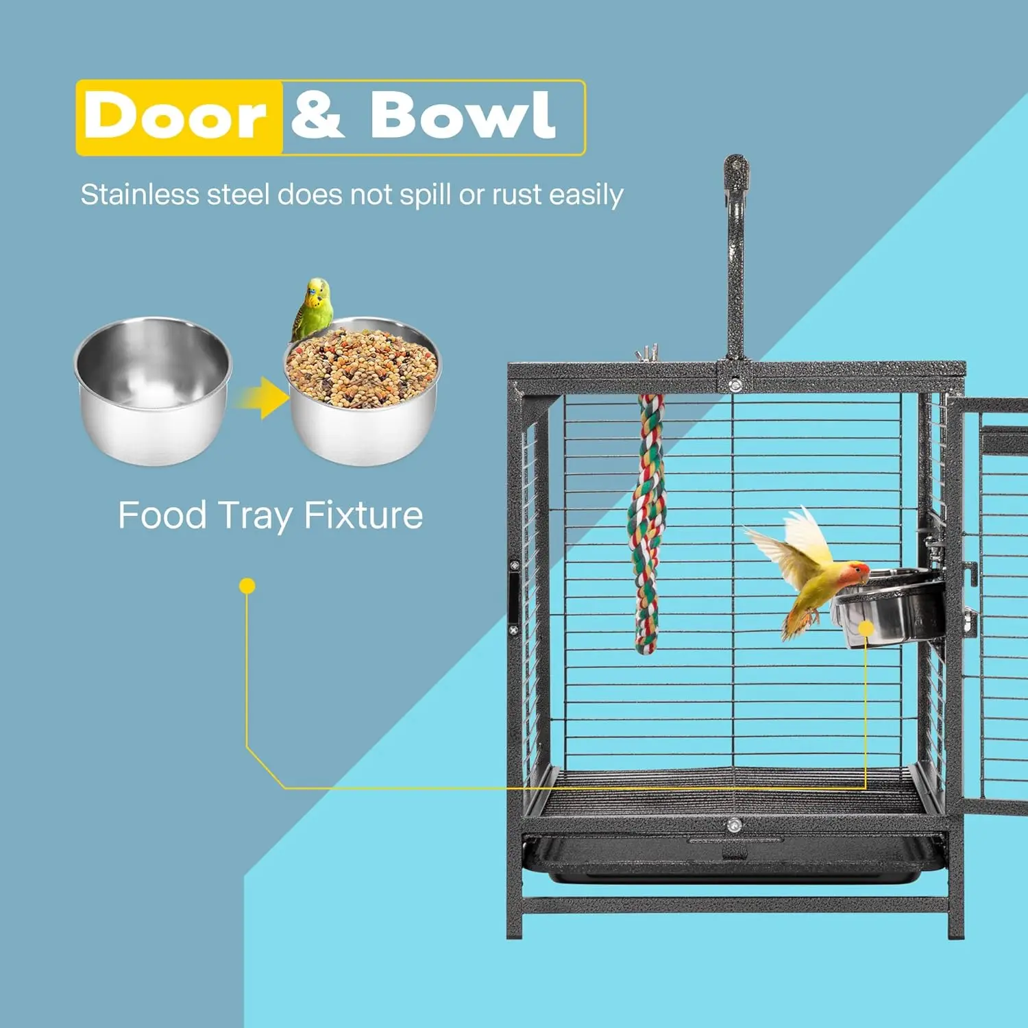 

Wrought Iron Bird Travel Carrier Cage for Parrots Conures Lovebird Cockatiel Parakeets bird cage