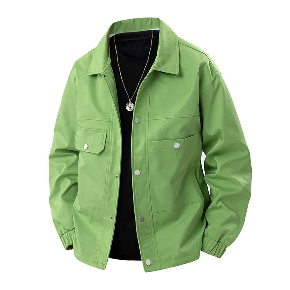 8XL Plus Size Cargo Jacket Men Spring Autumn Coat Fashion Casual Lapel Jacket Male Solid Color Outerwear Outdoor Black