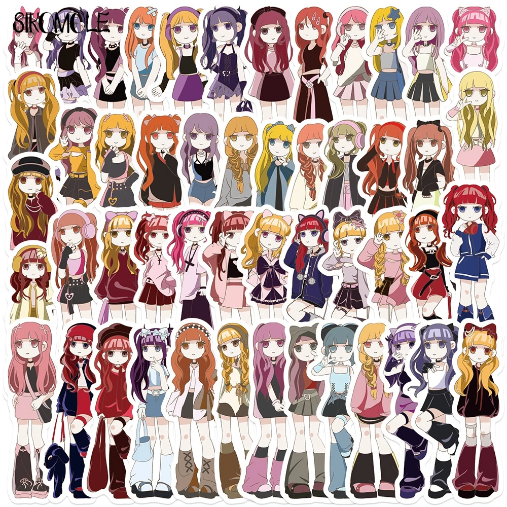 10/30/50PCS Catoon Y2K Anime Girl PVC Stickers Aesthetic Art For DIY Decoration Toys Travel Luggage Decal Graffiti Sticker Pack