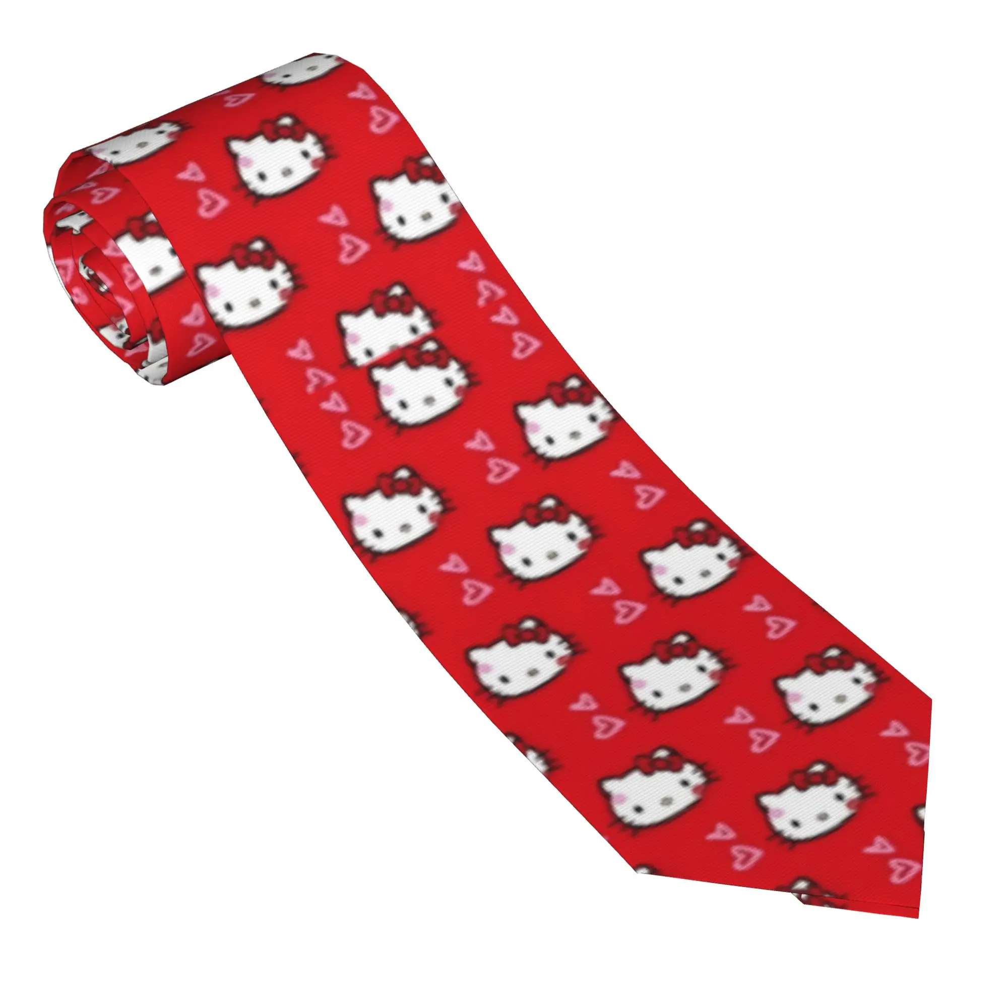 

Hello Kitty Hearts Necktie Unisex Polyester 8 cm Casual Narrow Neck Tie for Men Accessories Gravatas Wedding Business